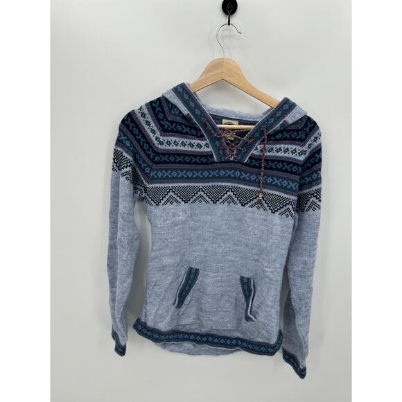 Artesania Sweater Women Small Alpaca Blend Hooded Aztec Fair Isle Pullover - Picture 1 of 7